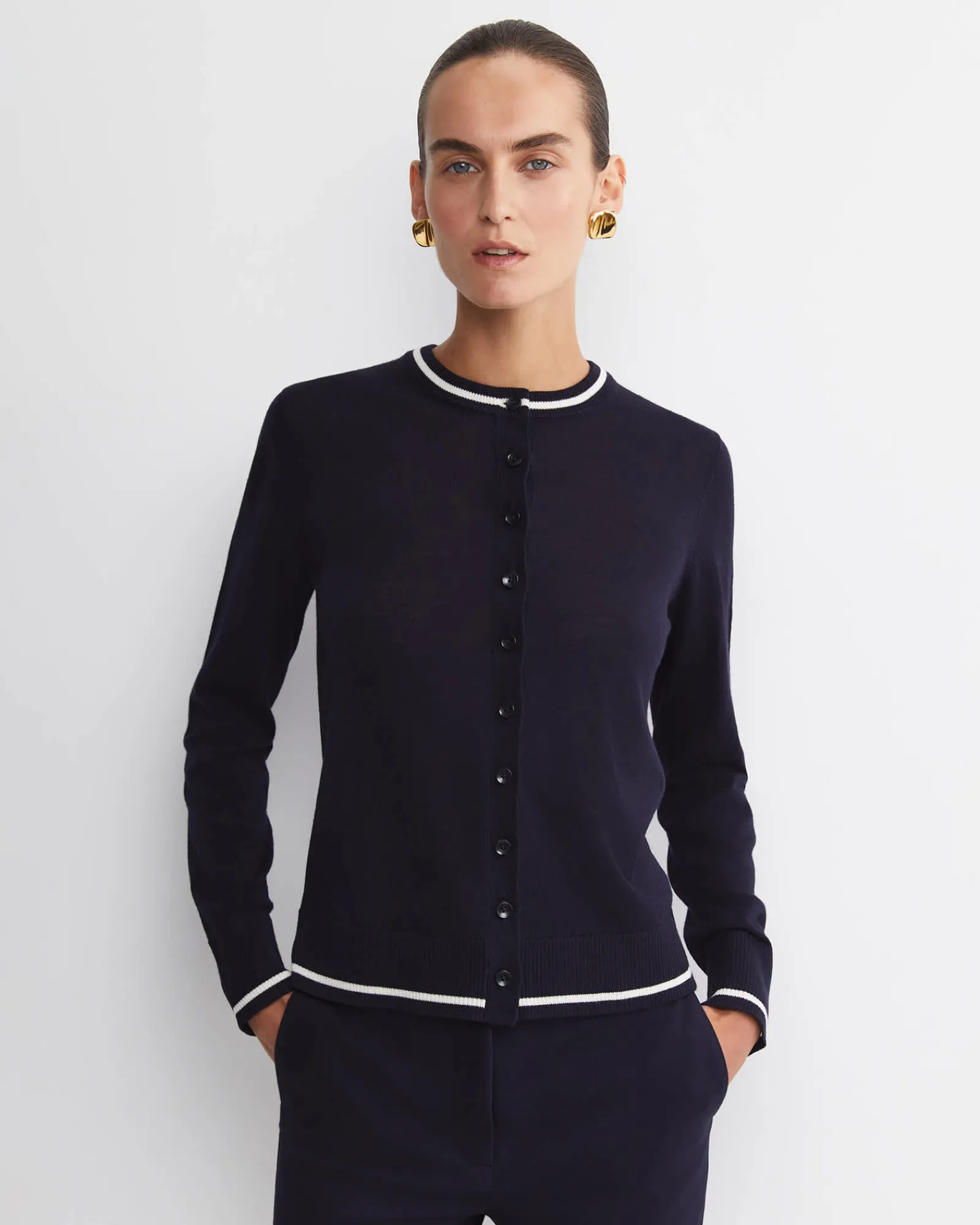 Outlet Sportscraft Francis Merino Cardigan in Navy