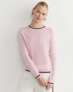 Outlet Sportscraft Francis Merino Crew Neck Knit in Soft Pink SoftPink