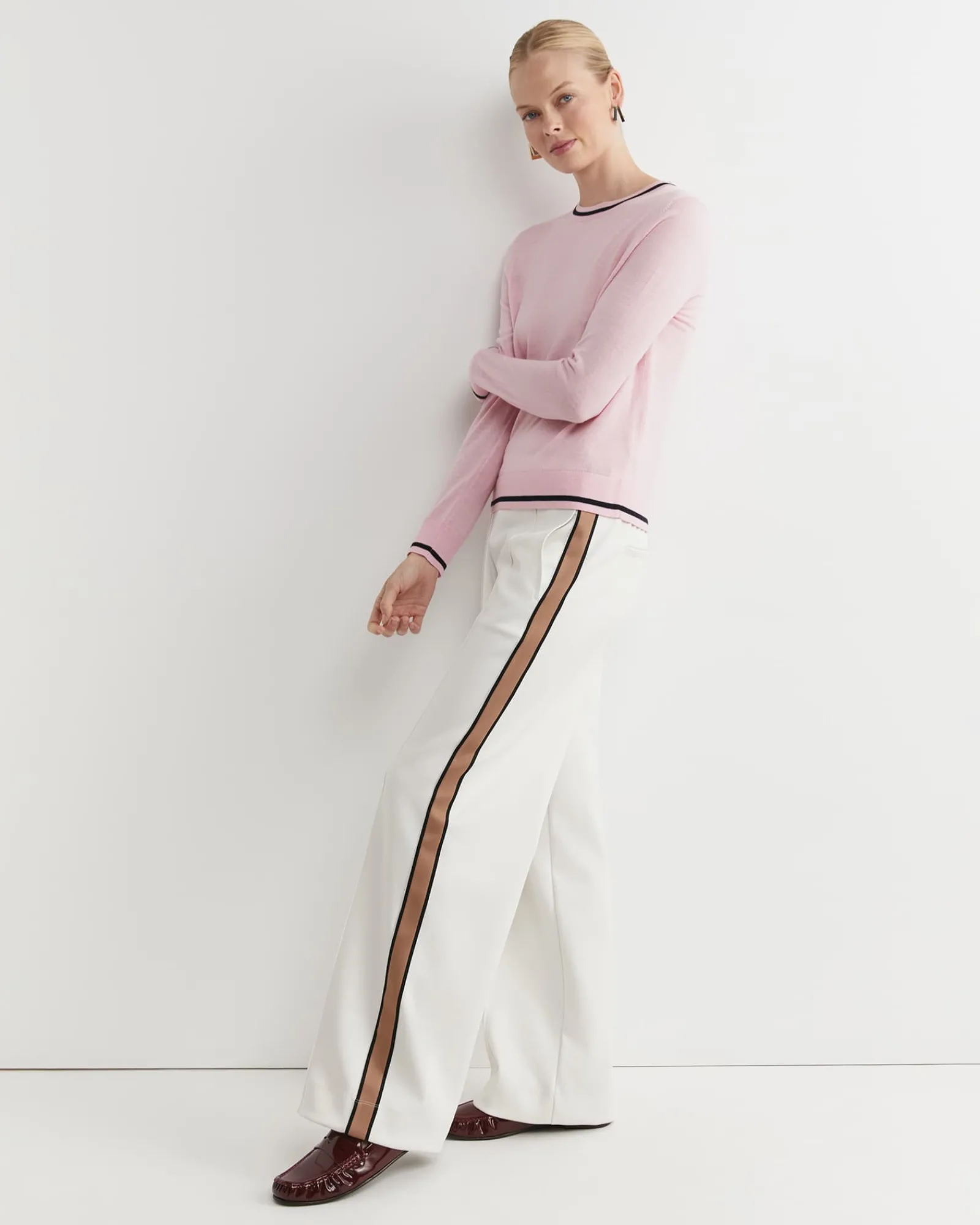 Outlet Sportscraft Francis Merino Crew Neck Knit in Soft Pink SoftPink