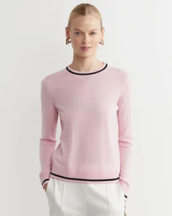 Outlet Sportscraft Francis Merino Crew Neck Knit in Soft Pink SoftPink