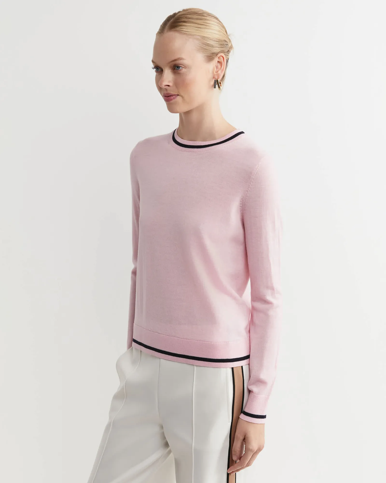 Outlet Sportscraft Francis Merino Crew Neck Knit in Soft Pink SoftPink
