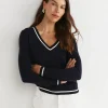 New Sportscraft Francis Merino V-Neck Knit in Navy