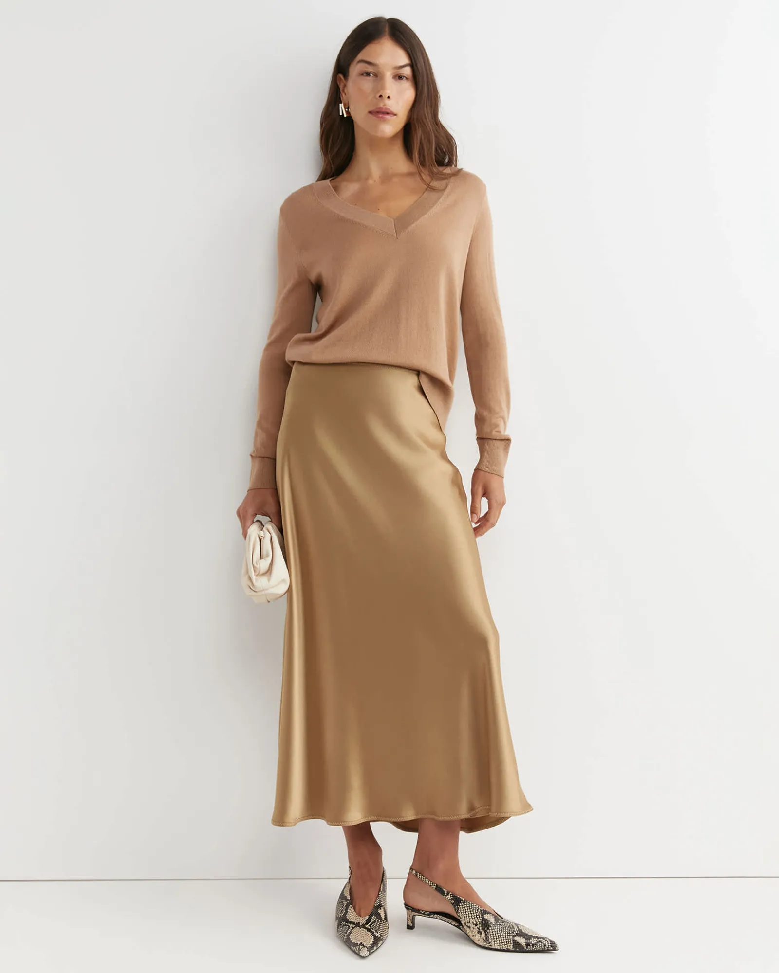 Discount Sportscraft Francis Merino V-Neck Knit in Tan