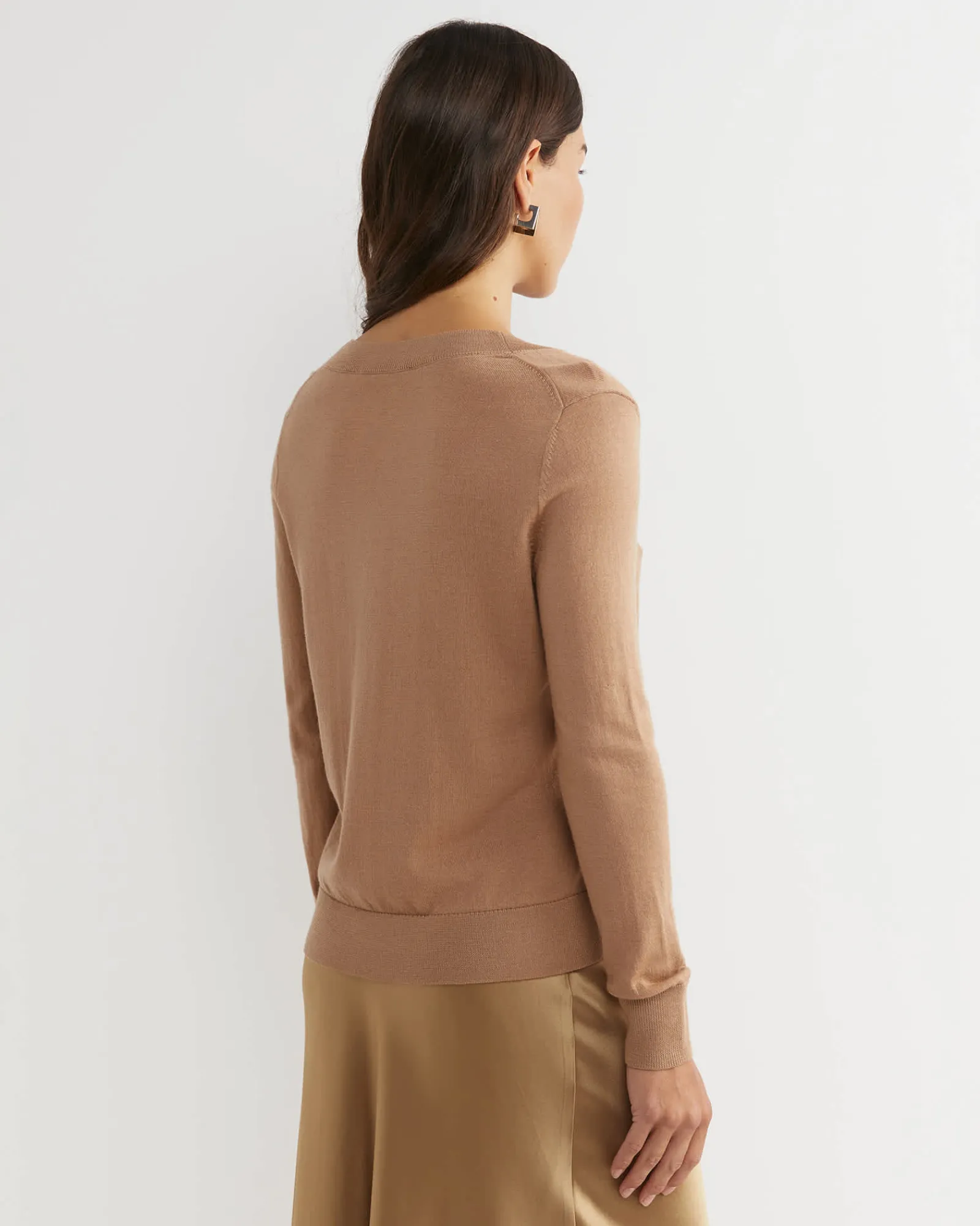 Discount Sportscraft Francis Merino V-Neck Knit in Tan