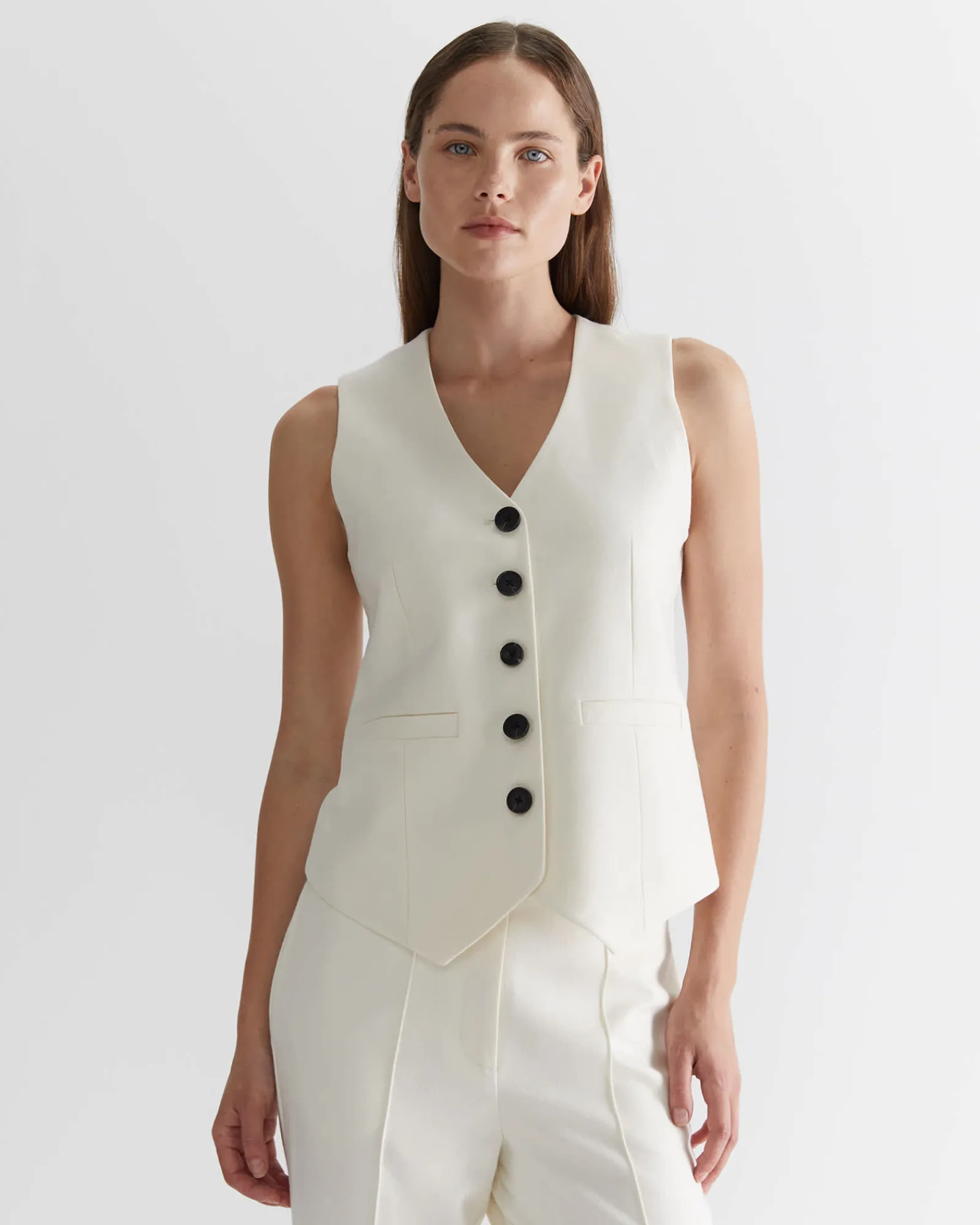 Online Sportscraft Frankie Twill Vest in Winter White WinterWhite