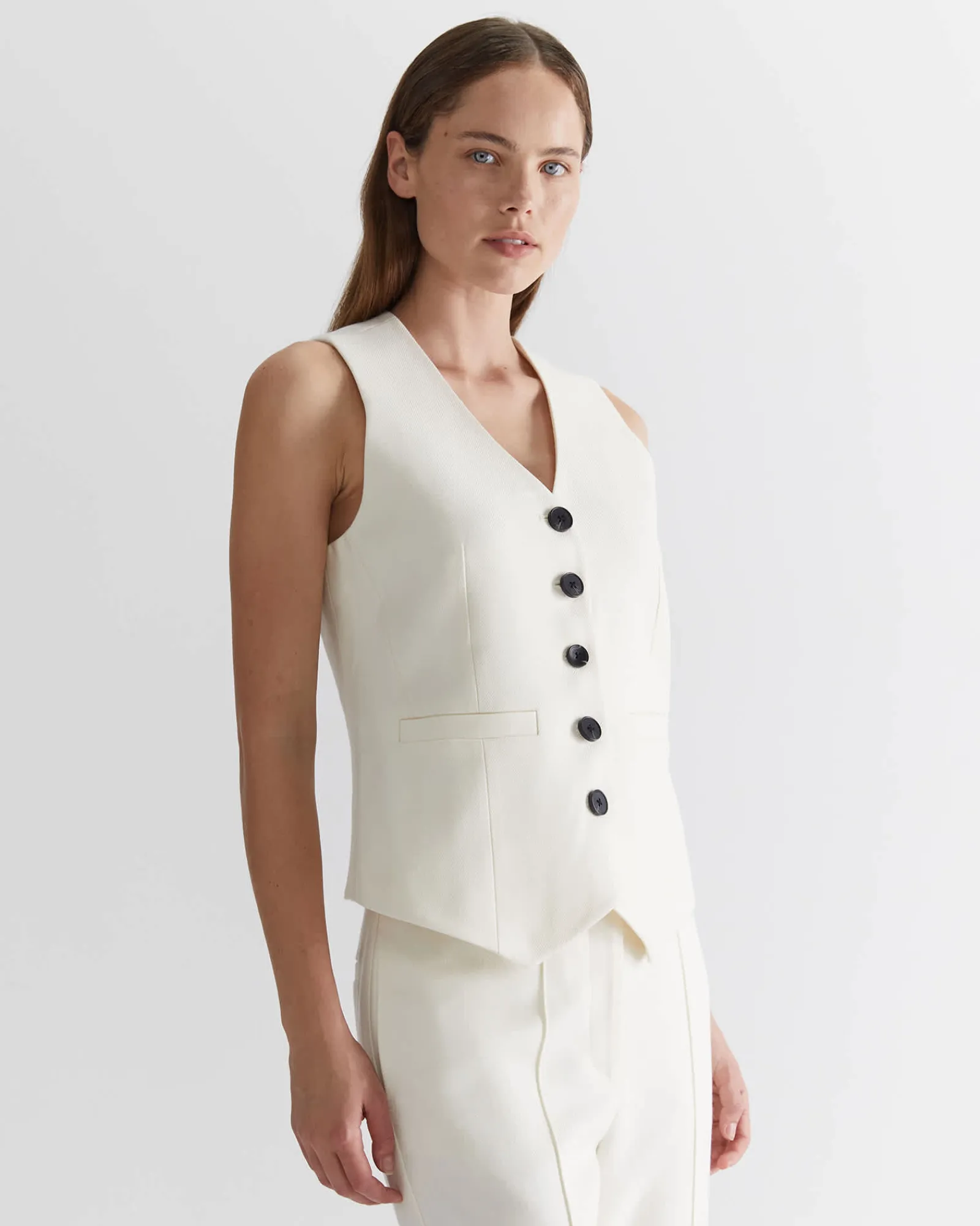 Online Sportscraft Frankie Twill Vest in Winter White WinterWhite