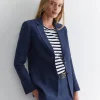 New Sportscraft Freya Linen Blazer in Navy