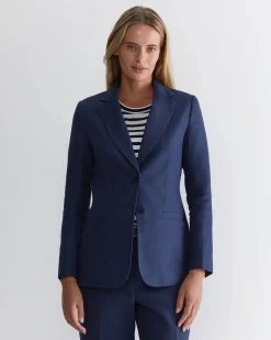 New Sportscraft Freya Linen Blazer in Navy