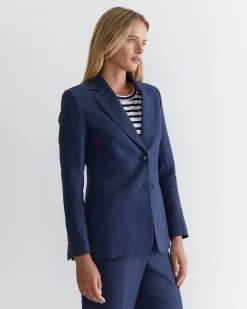 New Sportscraft Freya Linen Blazer in Navy