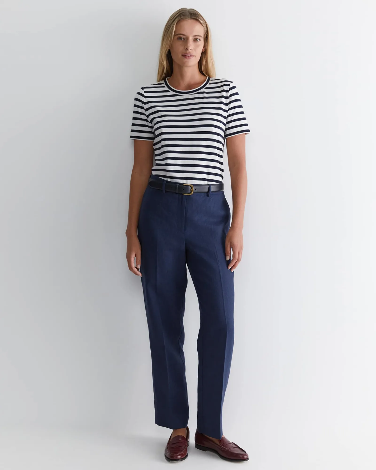 Online Sportscraft Freya Straight Linen Pant in Navy