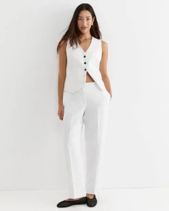 Fashion Sportscraft Freya Straight Linen Pant in White