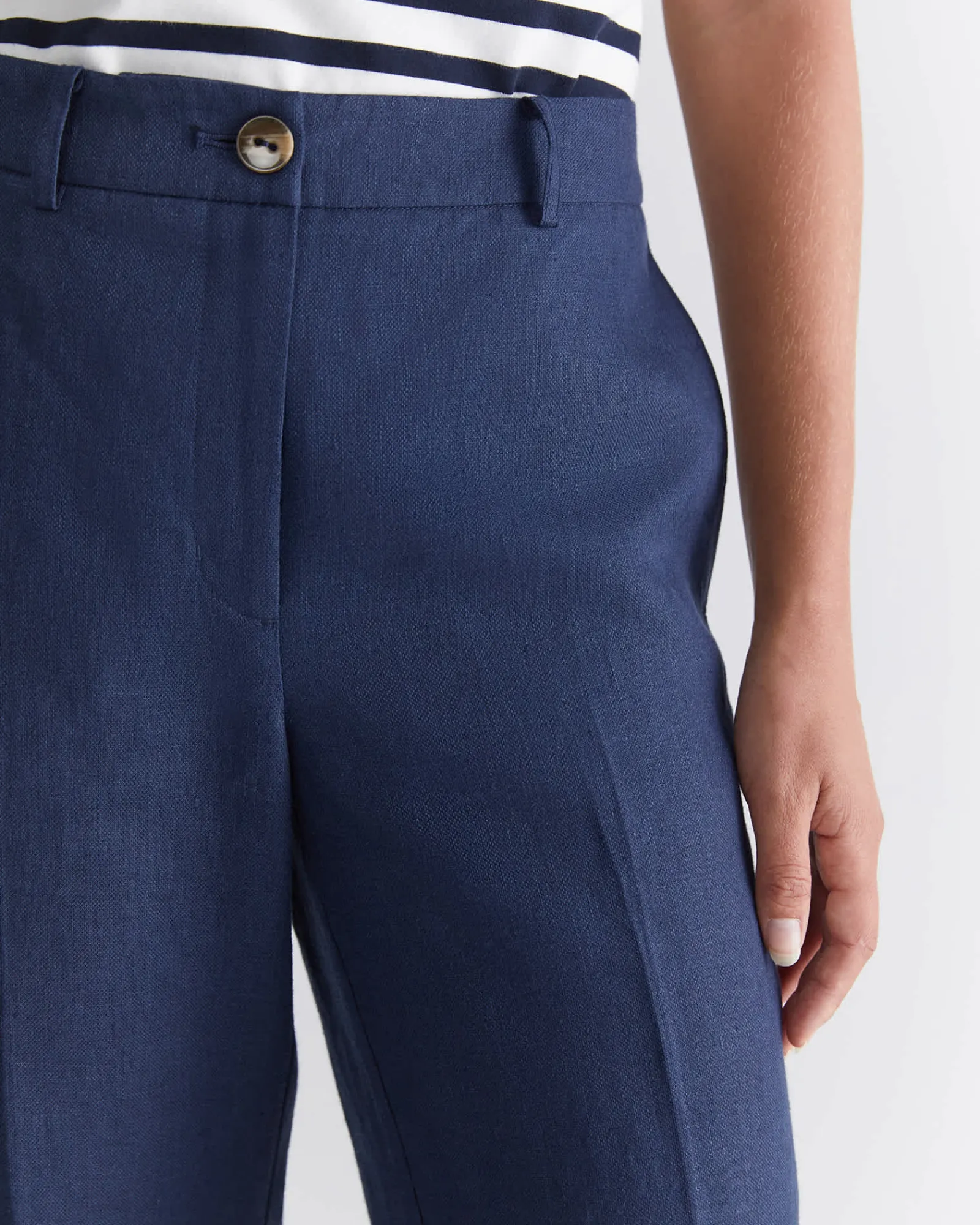 Online Sportscraft Freya Straight Linen Pant in Navy