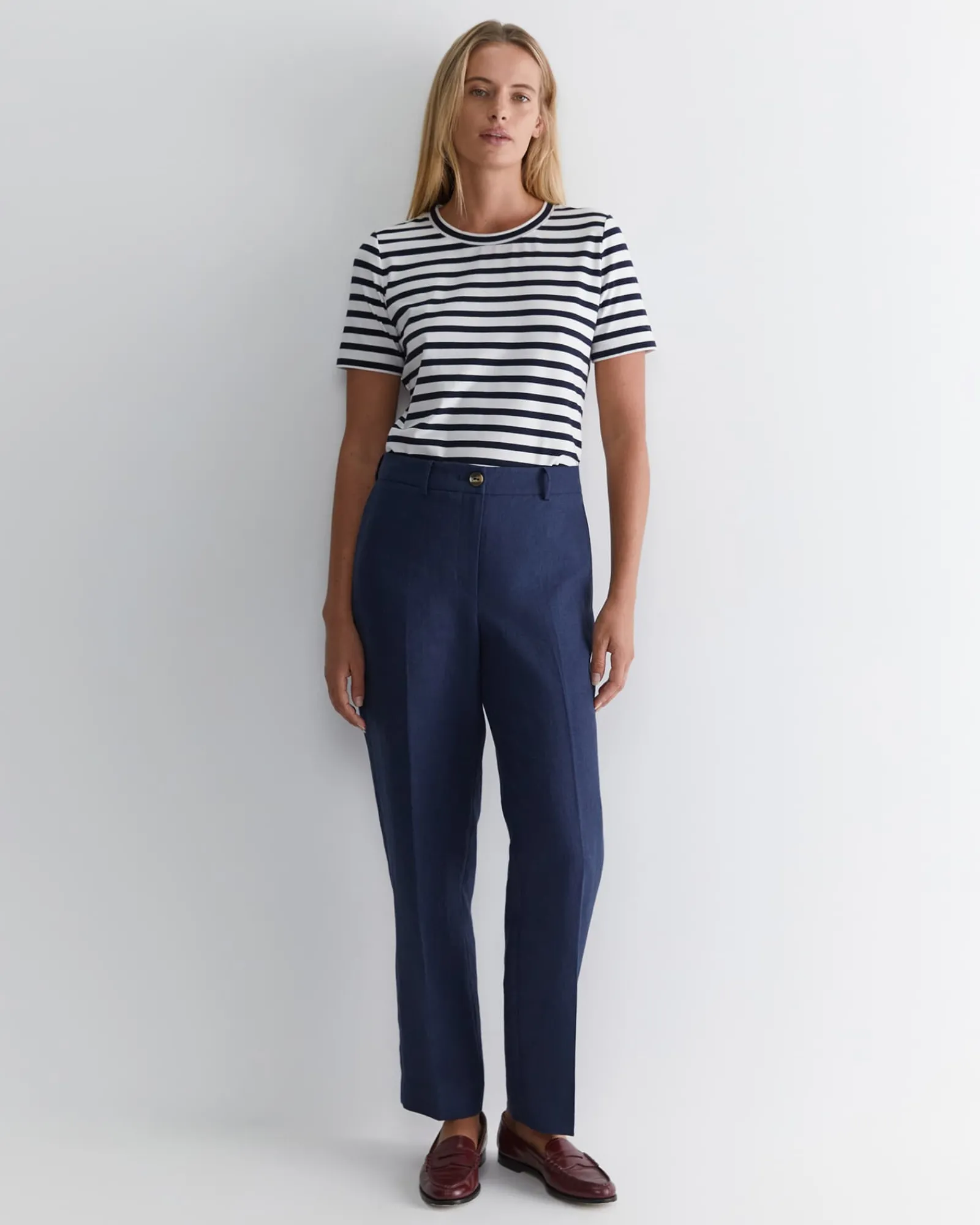 Online Sportscraft Freya Straight Linen Pant in Navy
