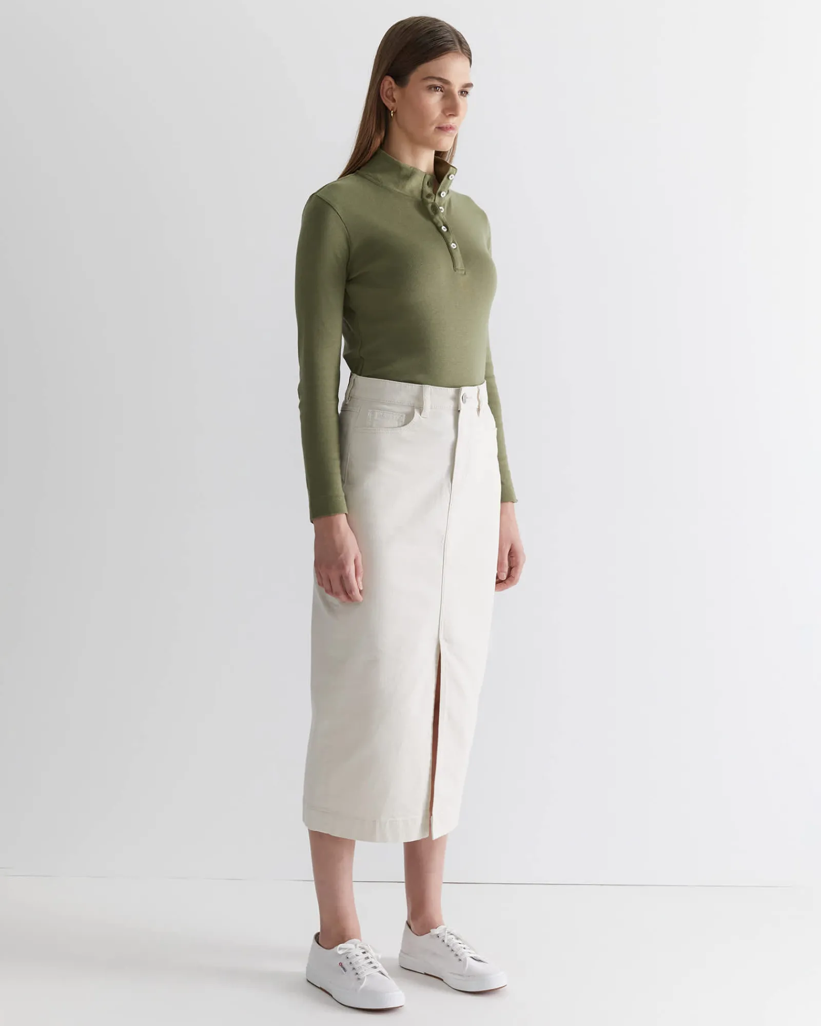 Sale Sportscraft Gabi Midi Skirt in Ecru