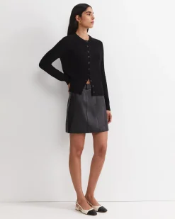Sale Sportscraft Gemma Leather Mini Skirt in Black