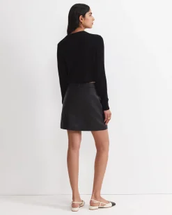 Sale Sportscraft Gemma Leather Mini Skirt in Black