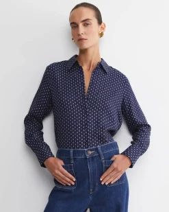 Fashion Sportscraft Geo Long Sleeve Shirt in Navywhite Navy/white