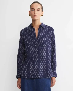 Fashion Sportscraft Geo Long Sleeve Shirt in Navywhite Navy/white