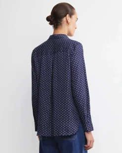 Fashion Sportscraft Geo Long Sleeve Shirt in Navywhite Navy/white