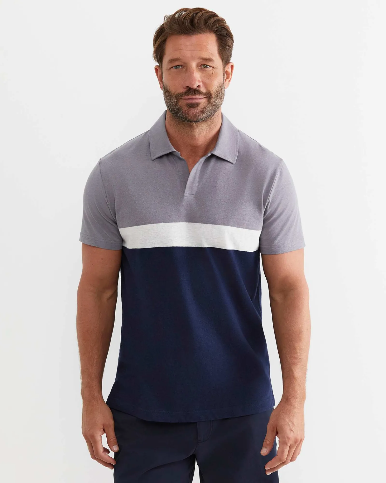 Best Sportscraft Gerard Stripe Polo in Blue Multi BlueMulti