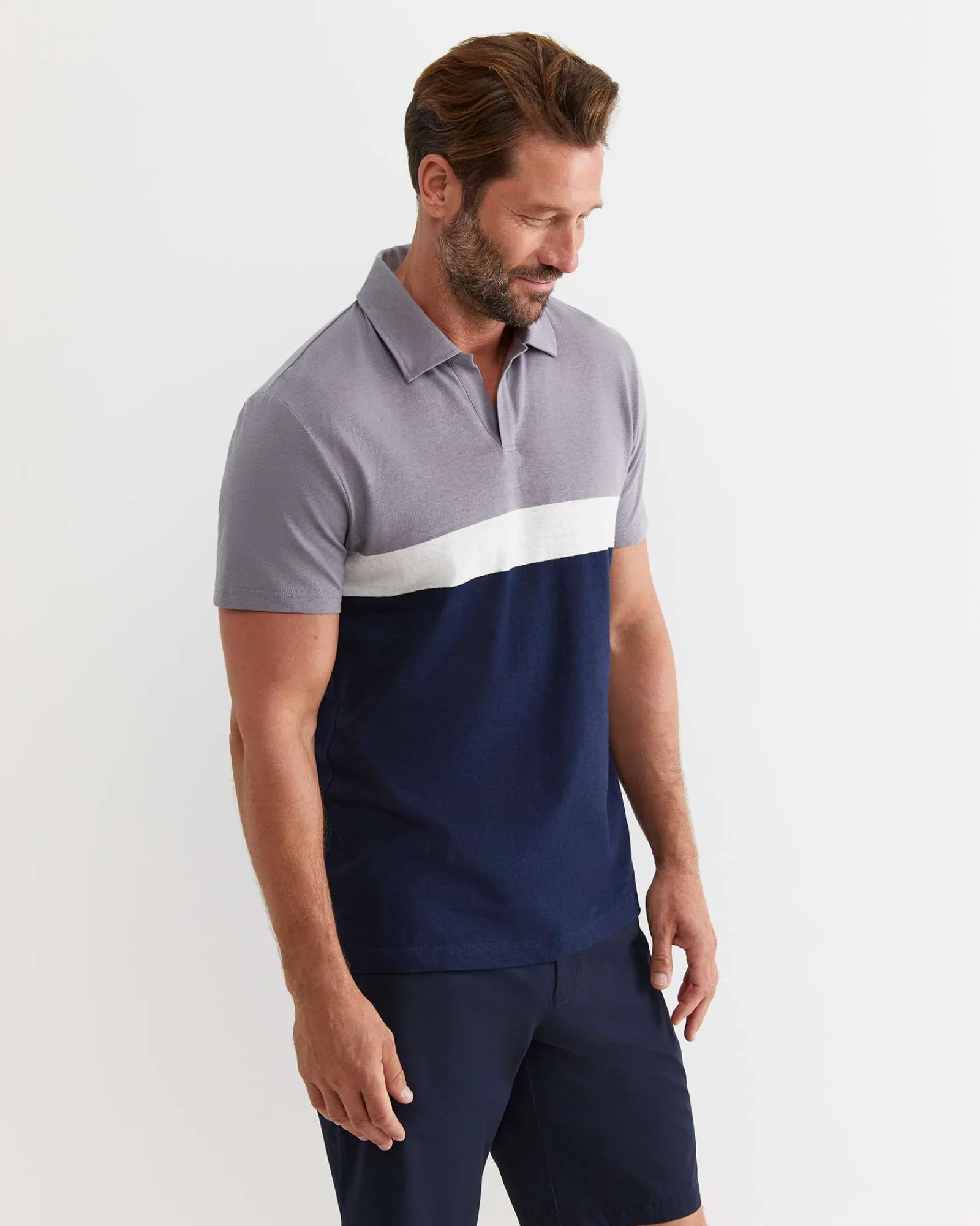 Best Sportscraft Gerard Stripe Polo in Blue Multi BlueMulti