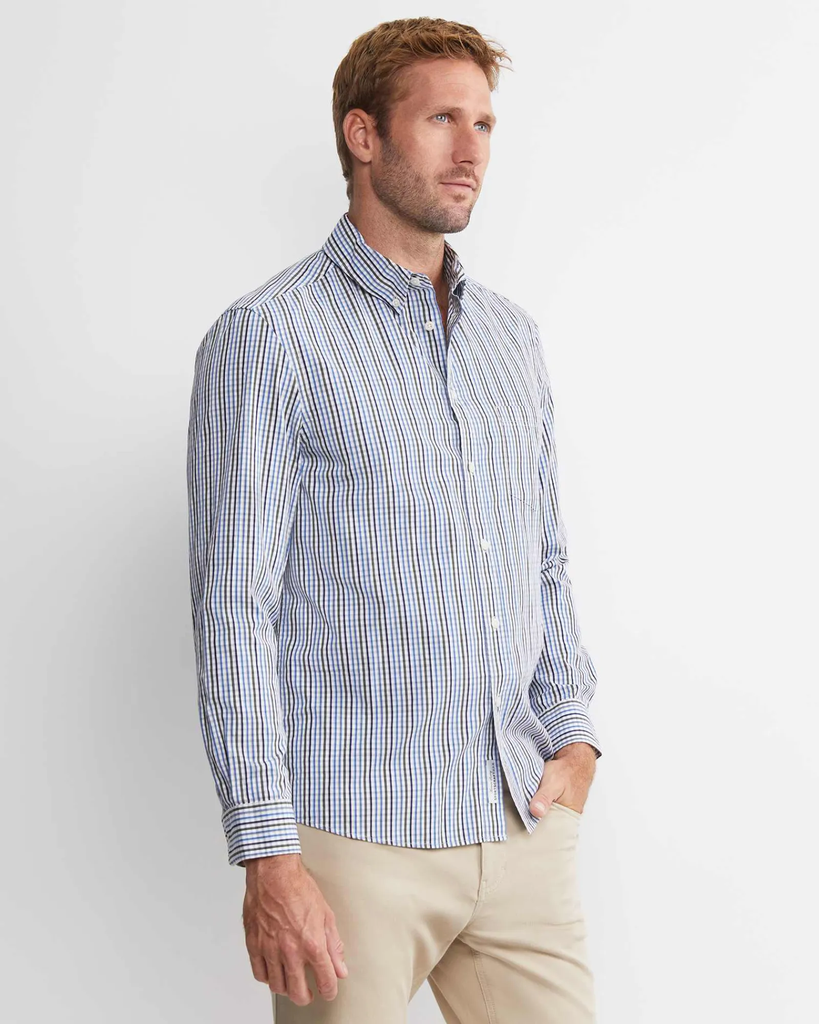 Outlet Sportscraft Gibson Long Sleeve Check Shirt in Cobalt