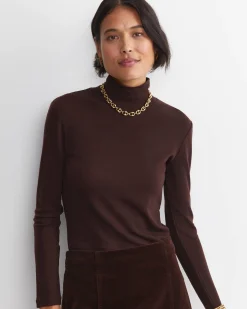 Clearance Sportscraft Gigi Babywool Mock Neck Top in Chocolate