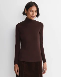 Clearance Sportscraft Gigi Babywool Mock Neck Top in Chocolate