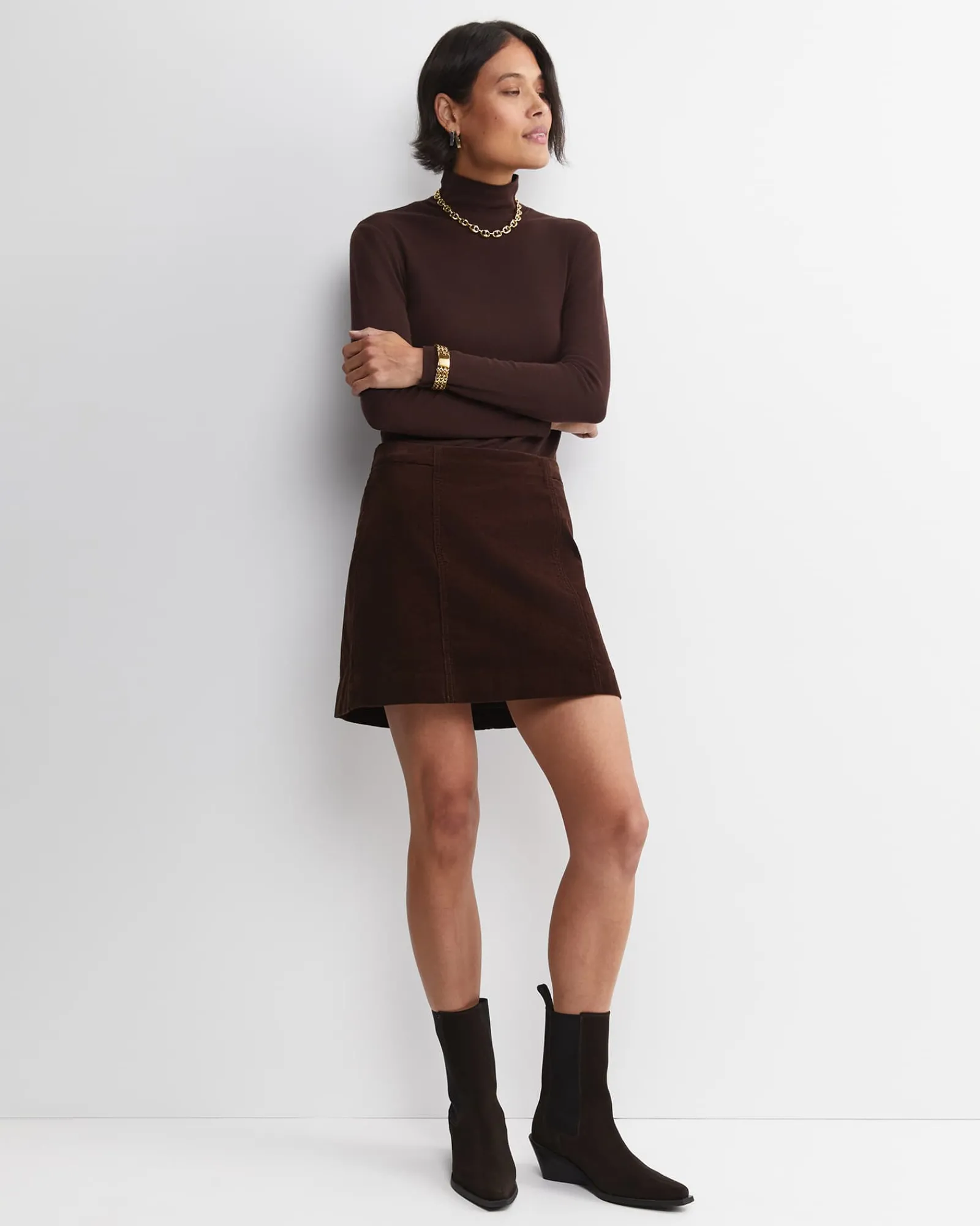 Clearance Sportscraft Gigi Babywool Mock Neck Top in Chocolate
