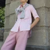 Online Sportscraft Hannah Stripe Cotton Silk Shirt in Whitepink White/pink