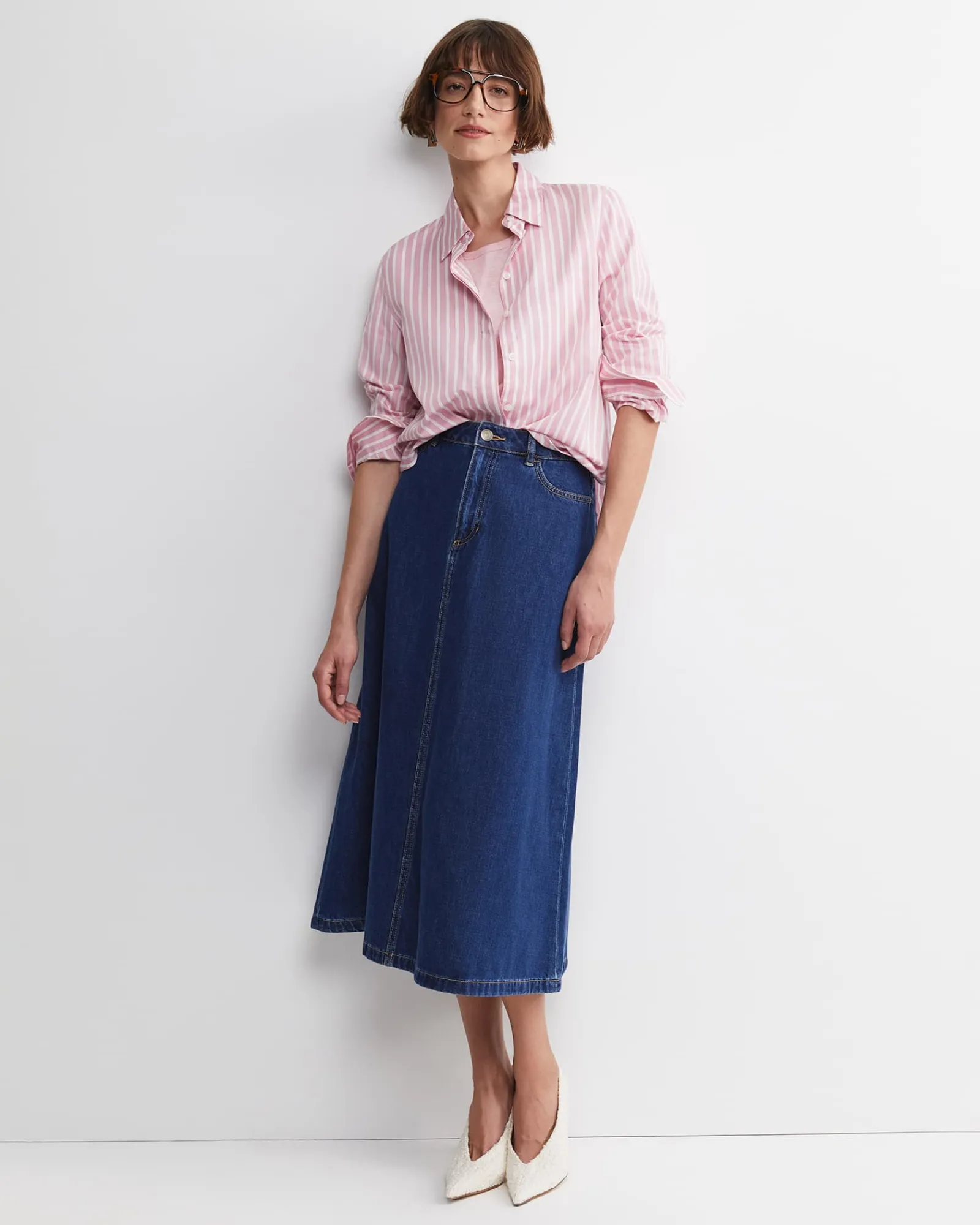 Online Sportscraft Hannah Stripe Cotton Silk Shirt in Whitepink White/pink