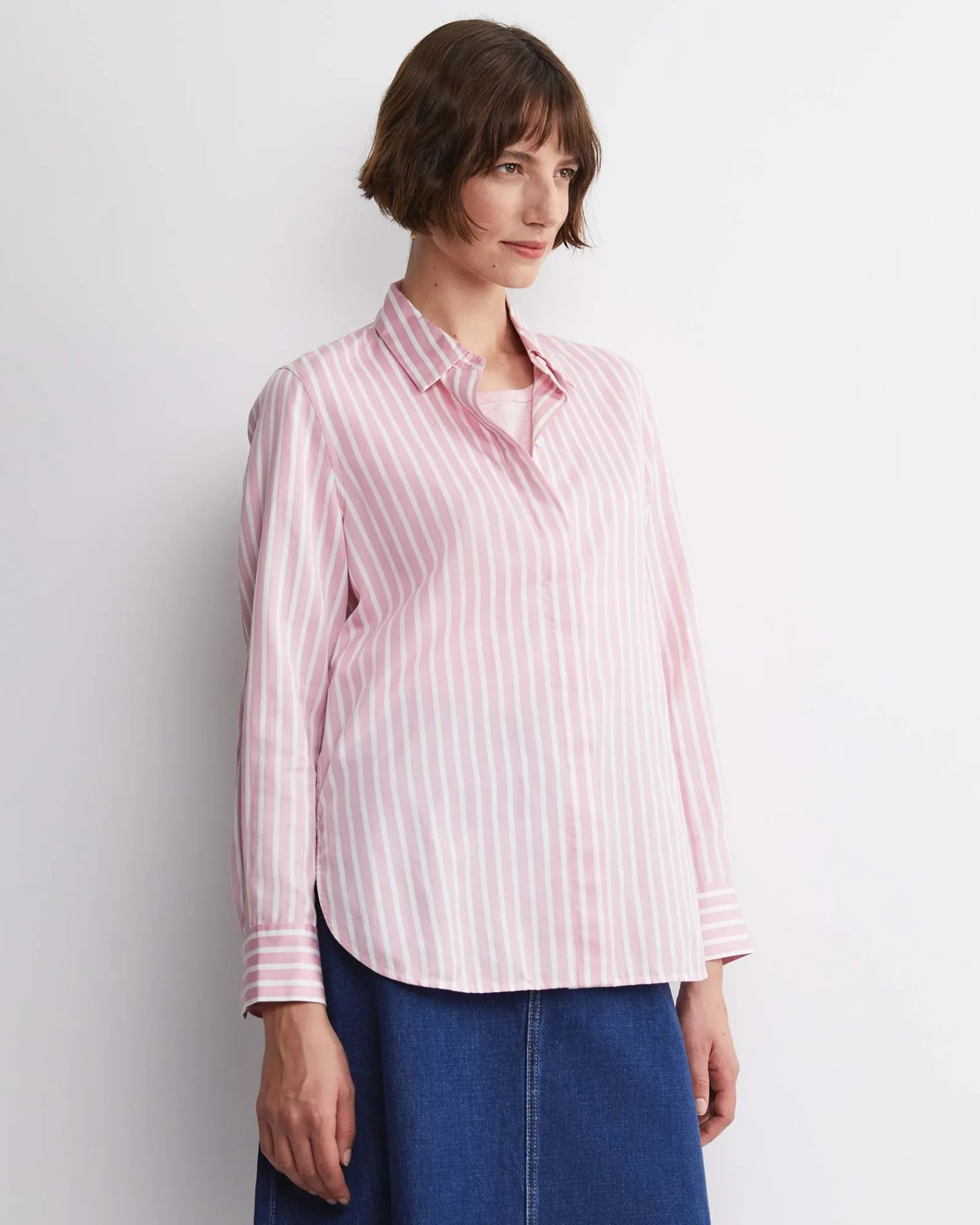 Online Sportscraft Hannah Stripe Cotton Silk Shirt in Whitepink White/pink