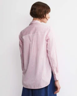 Online Sportscraft Hannah Stripe Cotton Silk Shirt in Whitepink White/pink