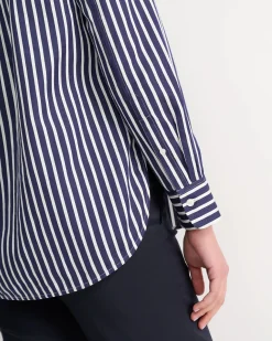 Hot Sportscraft Hannah Stripe Cotton Silk Shirt in Whitenavy White/navy