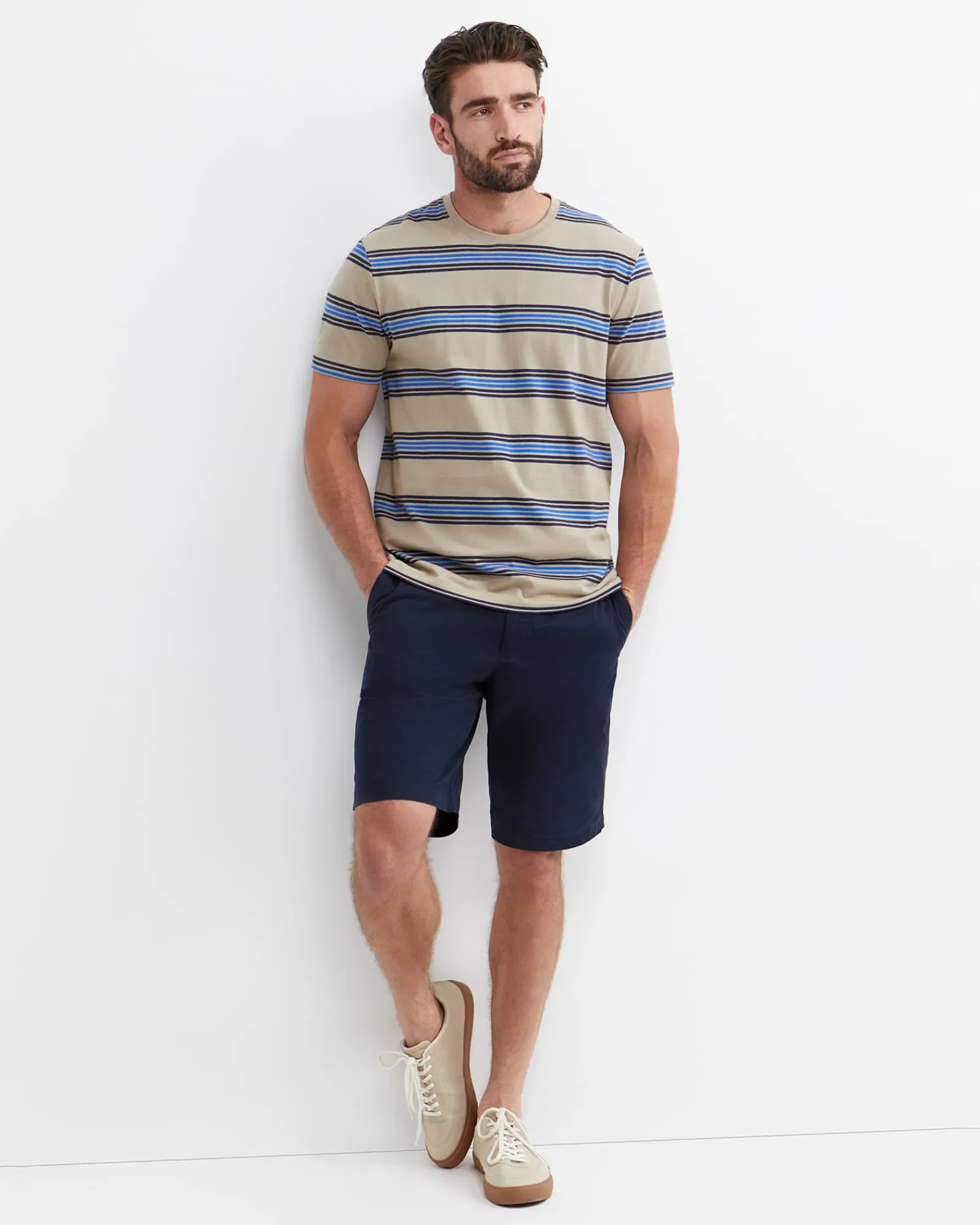 New Sportscraft Harden Stripe Tee in Natural