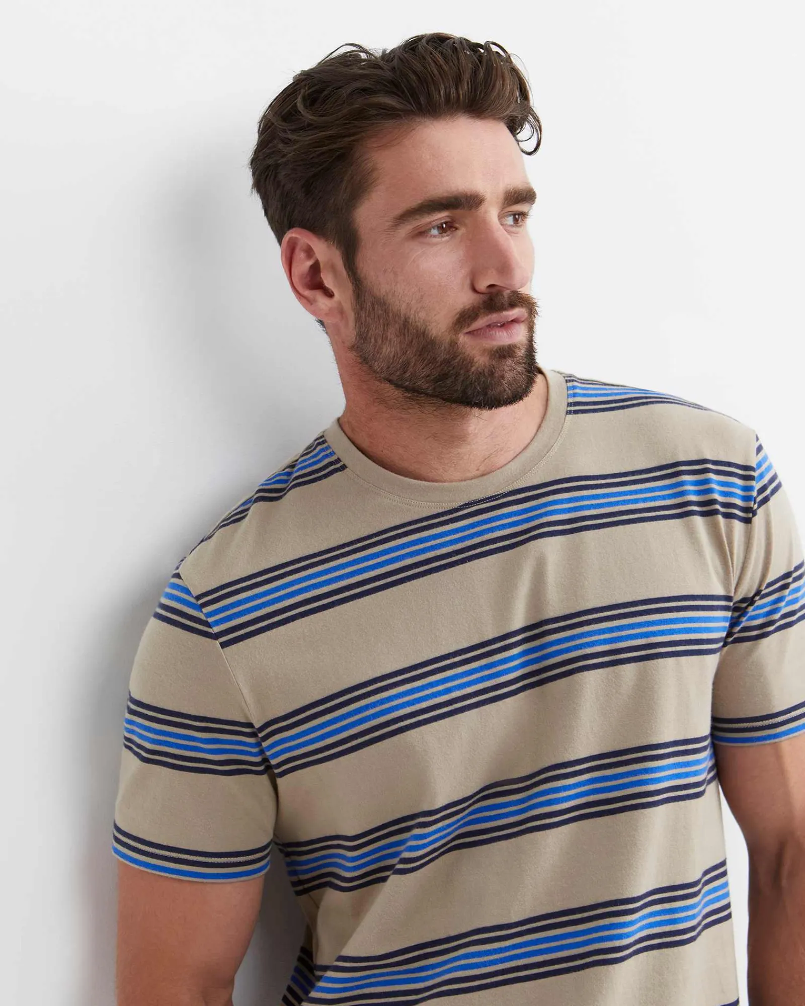 New Sportscraft Harden Stripe Tee in Natural