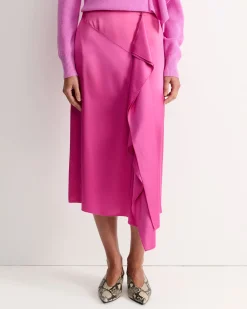 Sale Sportscraft Harlow Sateen Ruffle Midi Skirt in Grape