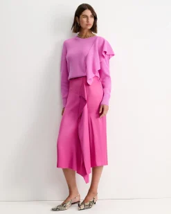 Sale Sportscraft Harlow Sateen Ruffle Midi Skirt in Grape