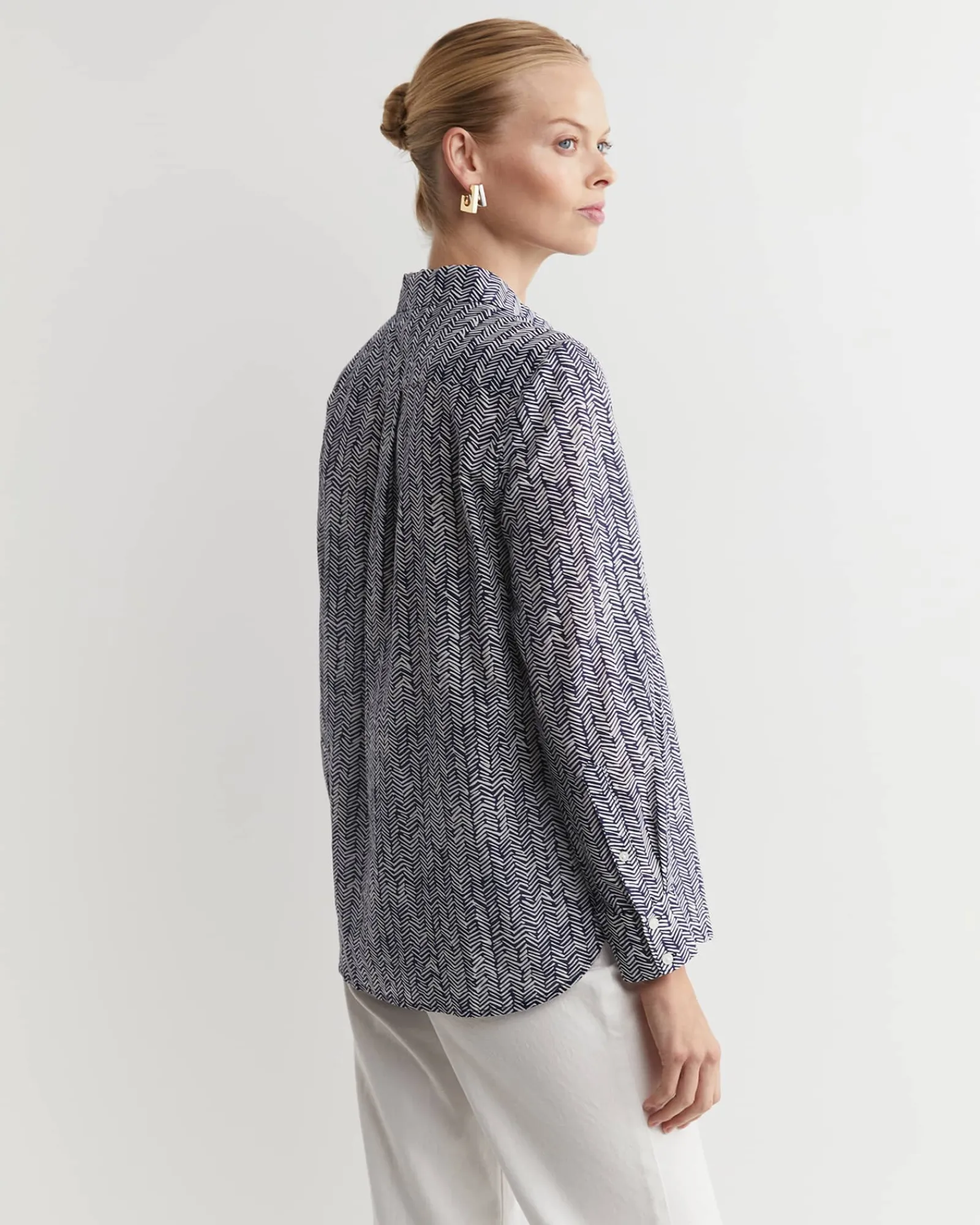 Best Sportscraft Harriet Cotton Silk Shirt in Navy Multi NavyMulti