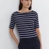 Best Sportscraft Heidi Boat Neck Half Sleeve Tee in Navywhite Navy/white
