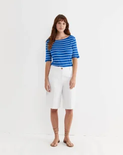 Clearance Sportscraft Heidi Boat Neck Half Sleeve Tee in Bluewhite Blue/white
