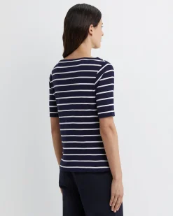 Best Sportscraft Heidi Boat Neck Half Sleeve Tee in Navywhite Navy/white