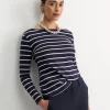 Fashion Sportscraft Heidi Long Sleeve Rib Tee in Navywhite Navy/white