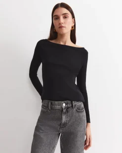 Discount Sportscraft Heidi Long Sleeve Rib Tee in Black