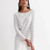 Sale Sportscraft Heidi Long Sleeve Rib Tee in Whitegrey Melange White/greyMelange