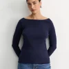 Outlet Sportscraft Heidi Long Sleeve Rib Tee in Navy