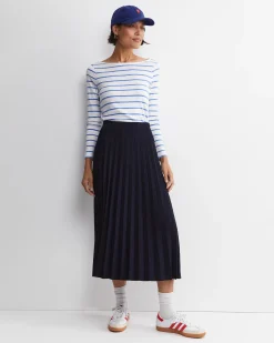 New Sportscraft Heidi Long Sleeve Rib Tee in Whiteblue White/blue