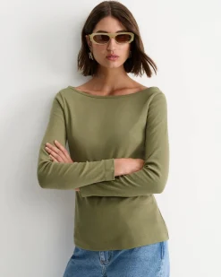 Discount Sportscraft Heidi Long Sleeve Rib Tee in Khaki