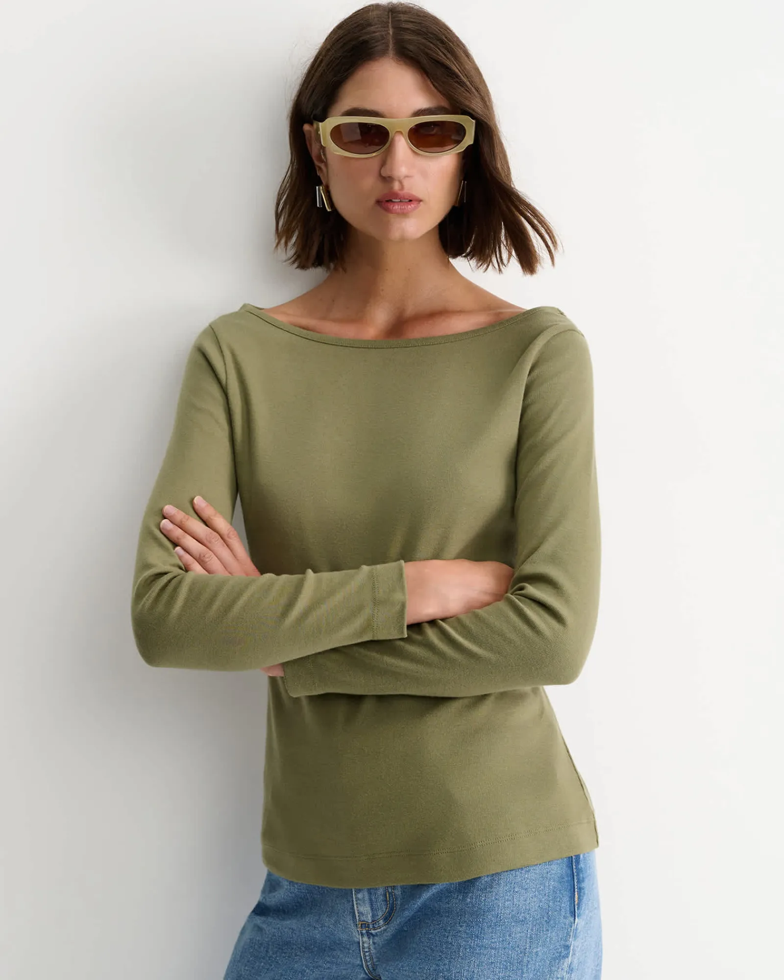 Discount Sportscraft Heidi Long Sleeve Rib Tee in Khaki