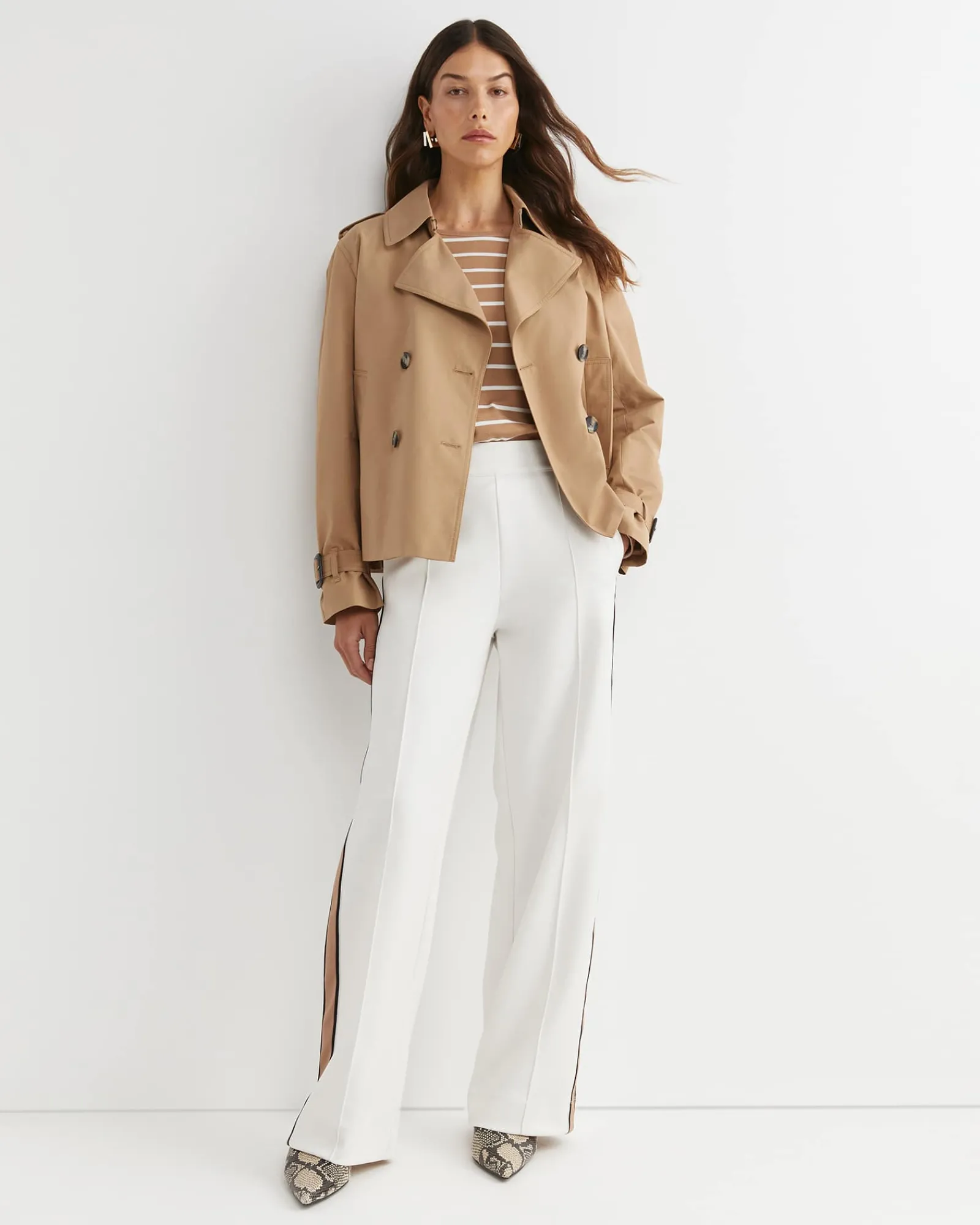 Online Sportscraft Heidi Long Sleeve Rib Tee in Tanwhite Tan/white